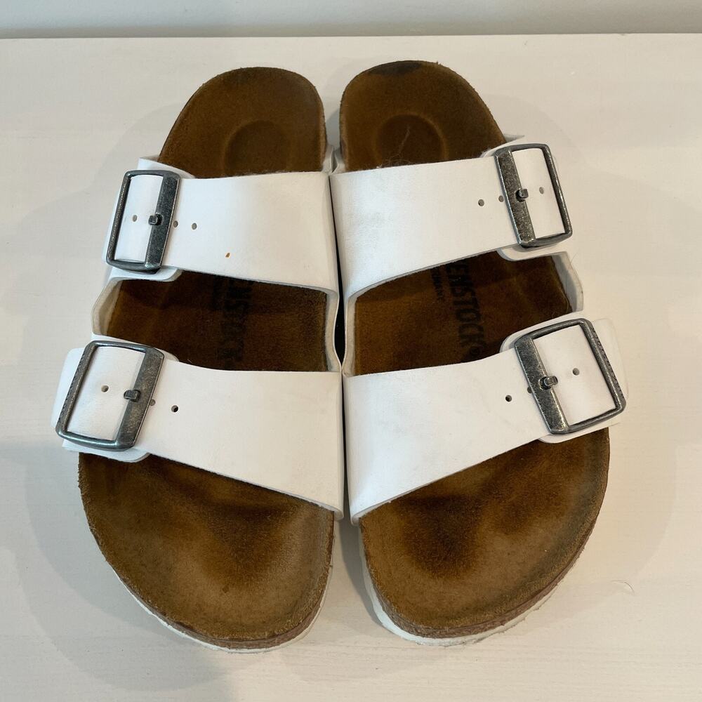 Birkenstock Arizona Birko-Flor Sandals for Women, Size 7M - White (EU 37)